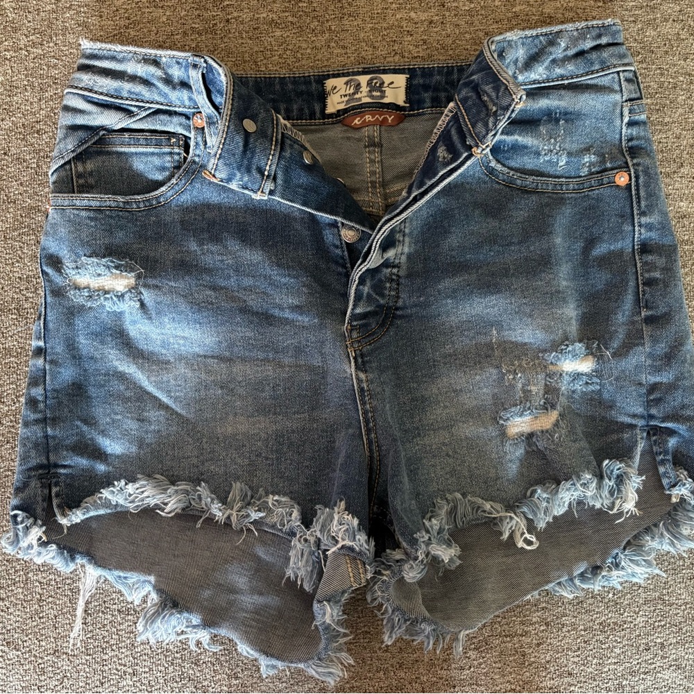 Free People Curvy Distressed Jean Shorts